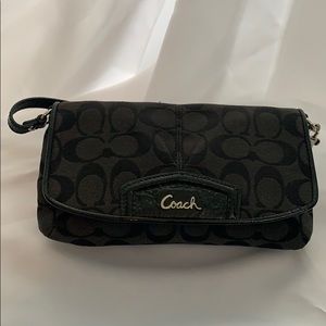 Coach black handbag with built in wallet
